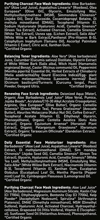 Brickell Men's Daily Elite Face Care Routine II, Toner, Charcoal Facial Wash, Face Scrub, Anti-Aging Night Cream, Eye Cream, Charcoal Mask and Moisturizer, Natural and Organic, Scented