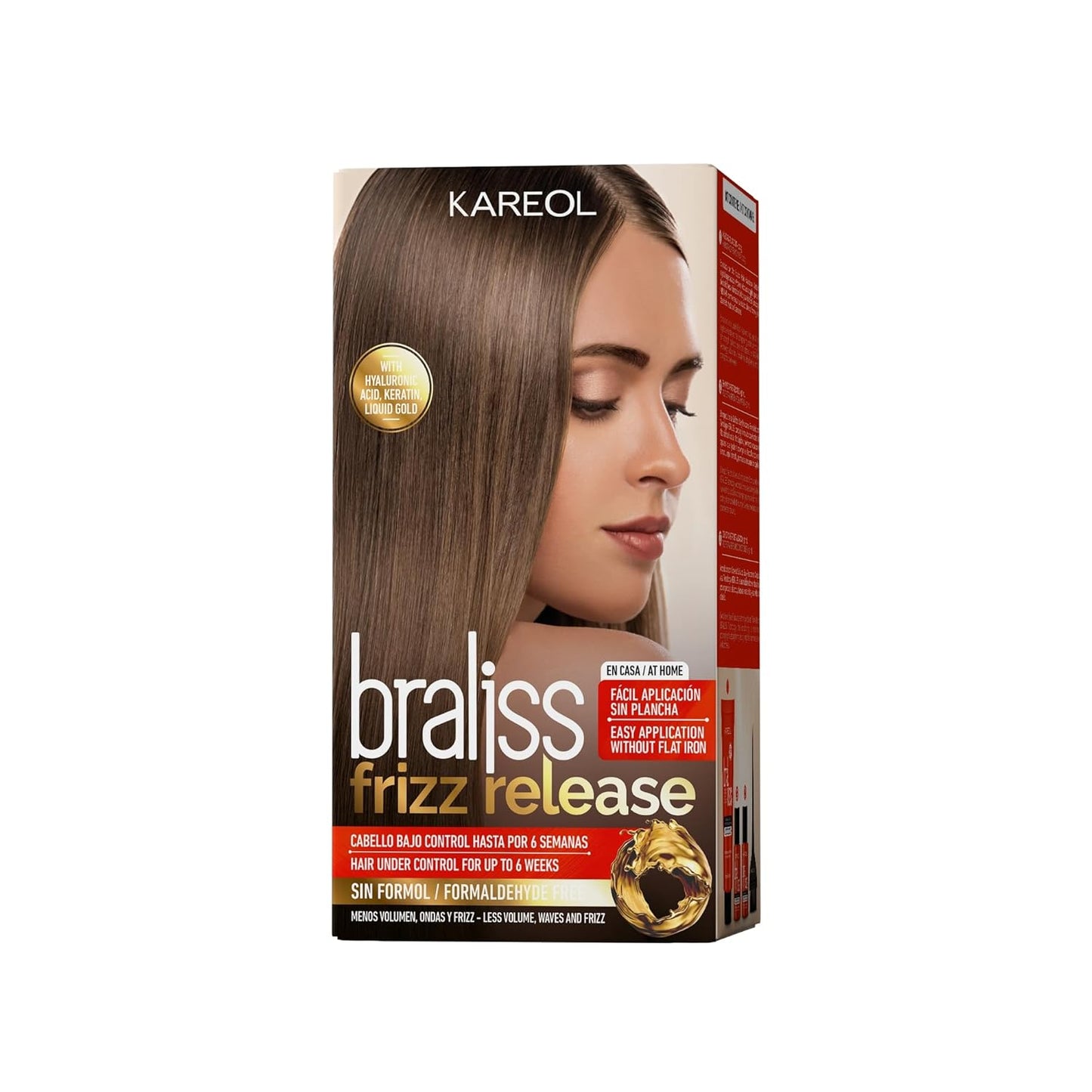 Braliss Frizz Release Hair Straightening Kit, No Flat Iron Required, Formaldehyde-Free, With Liquid Gold & Keratin, 6 Weeks Results