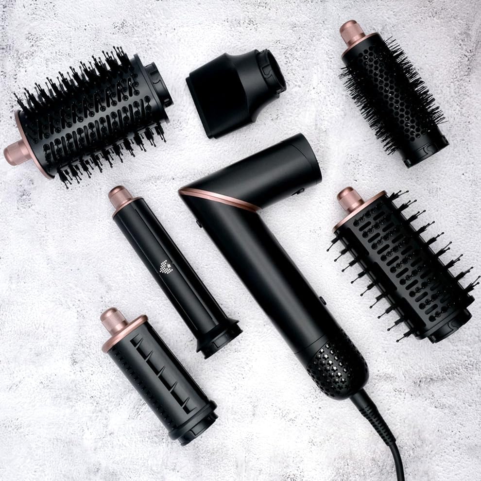 SRILabs StyleWrap Pro 7-in-1 Coanda Air Hair Multi Styler Dryer Brush with Negative Ions, Lighter and Foldable Design, Quiet Brushless Motor, Aviation-Grade Aluminum, Memory Function
