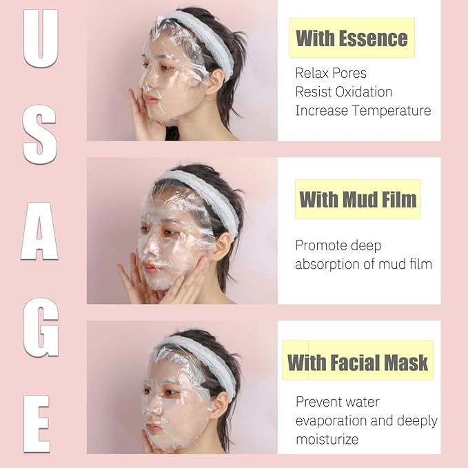 100Pcs Facial Plastic Mask Oil Facial Mask Paper Disposable Facial Sheet Mask Facial Skincare DIY Wet Compress Moisture Special Ultra-Thin Film for Spa Beauty Salon Elitzia