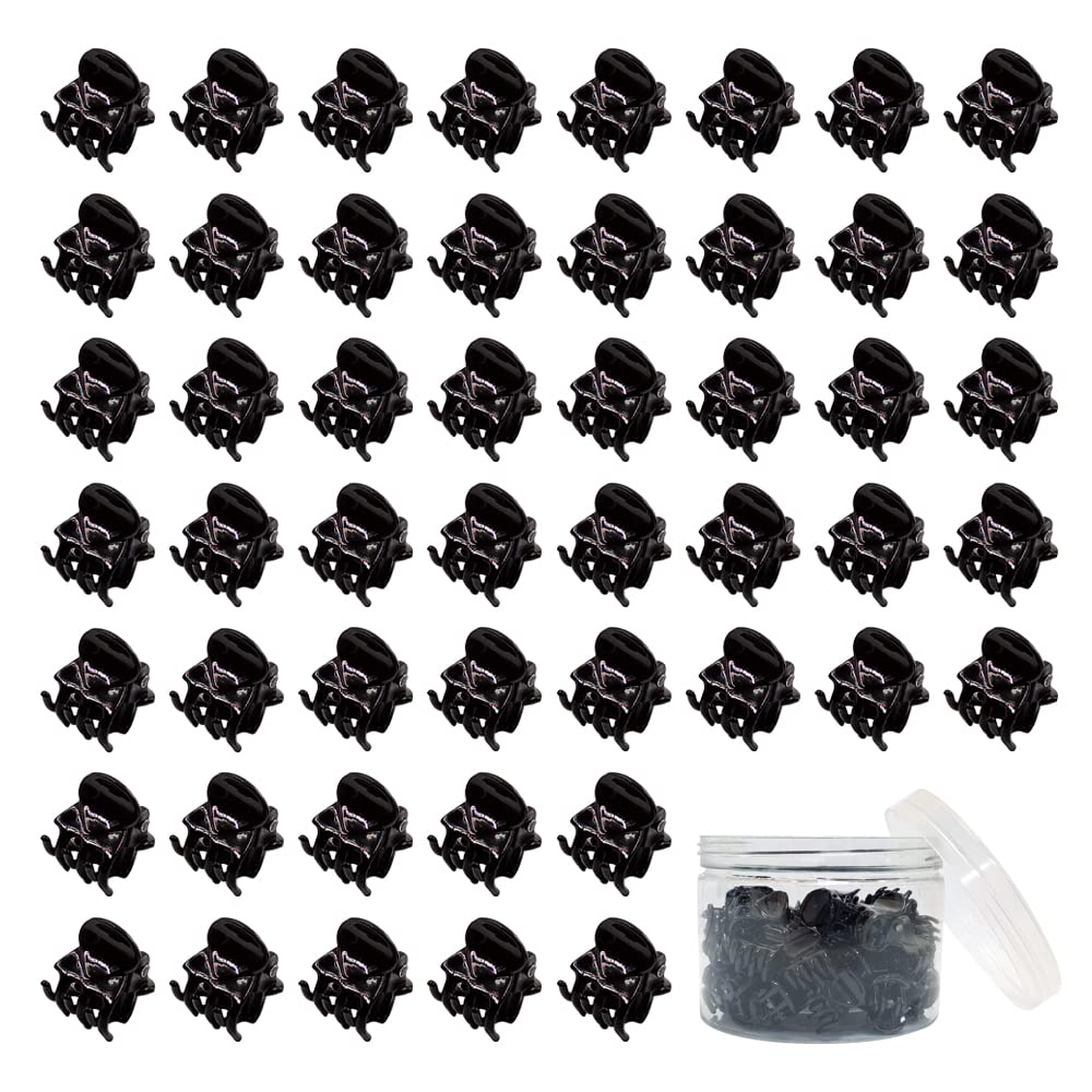 50 PCS Mini Hair Claw Clips， Bangs Strong Grip Multifunction Clamp Clips. (Black)