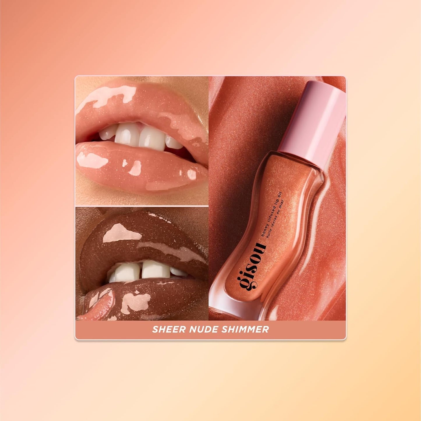 Gisou Honey Infused Hydrating Lip Oil, Nourishing Lip Moisturizer for Dry Lips, 0.27 fl oz (Glazed Plum)