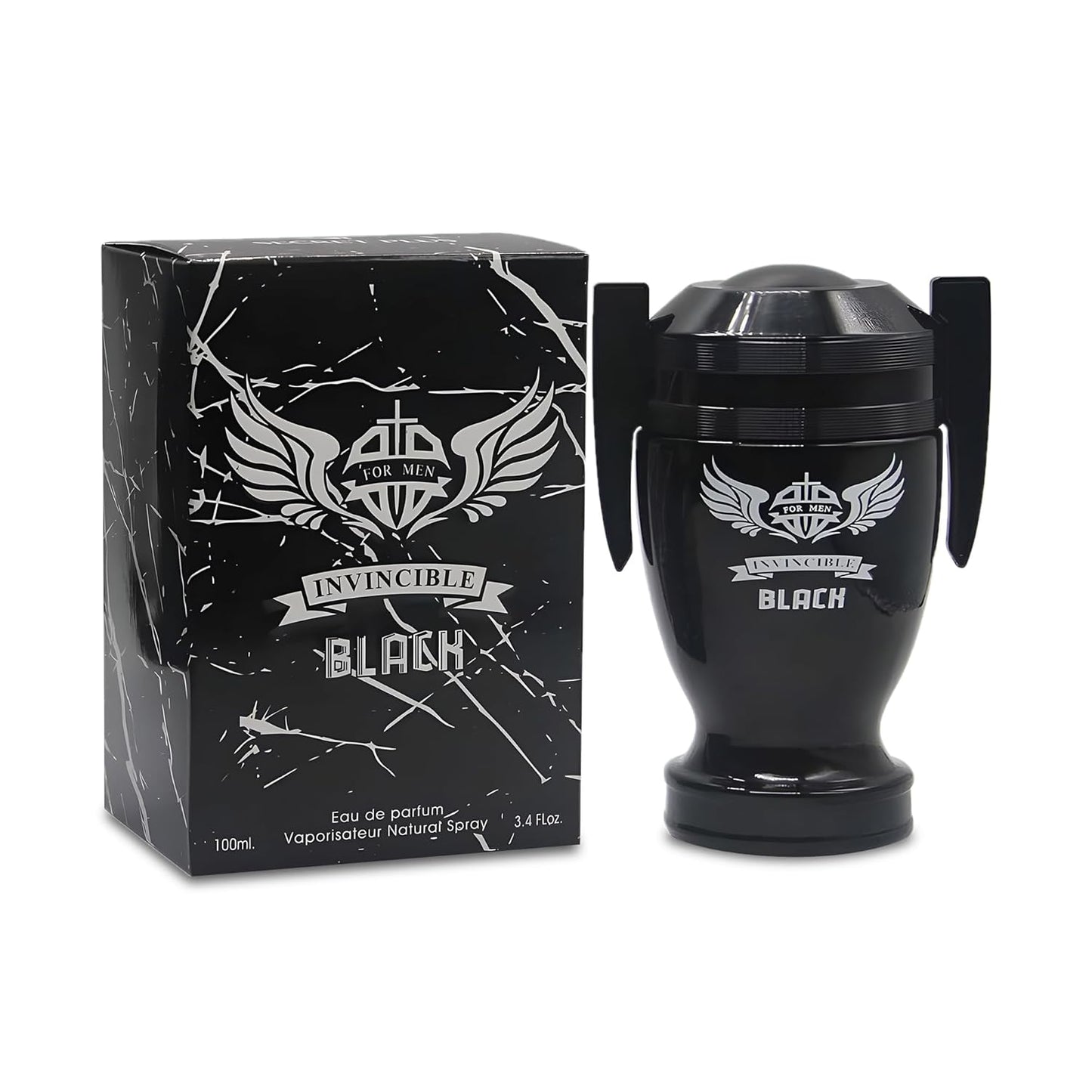 Invincible Black Men's Cologne,Bold Scent Eau de Toilette,3.4 Fl Oz Perfume for Men Every Day Used