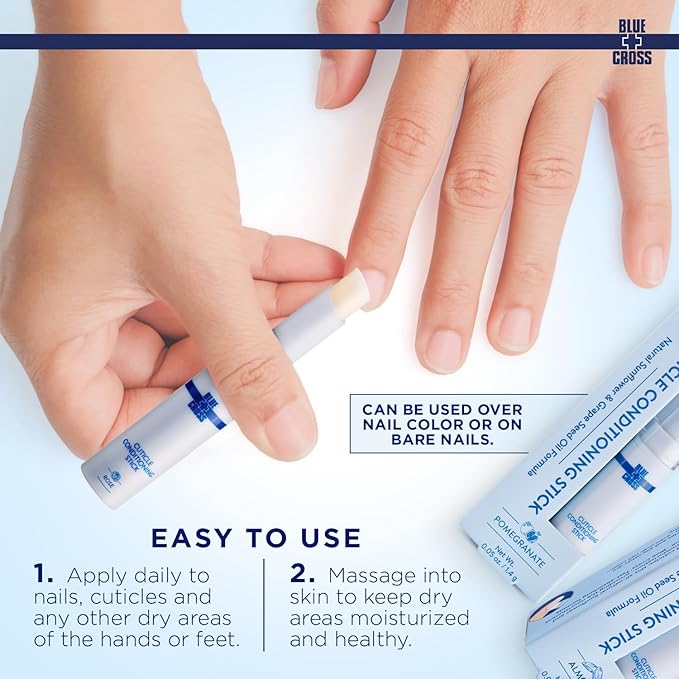 Blue Cross Professional Nail Care Nourishing Scented Cuticle Softener Oil Balm Conditioning Stick + Blossom Hydrating Moisturizing Scented Cuticle Oil, 2 Pack Rose Bundle