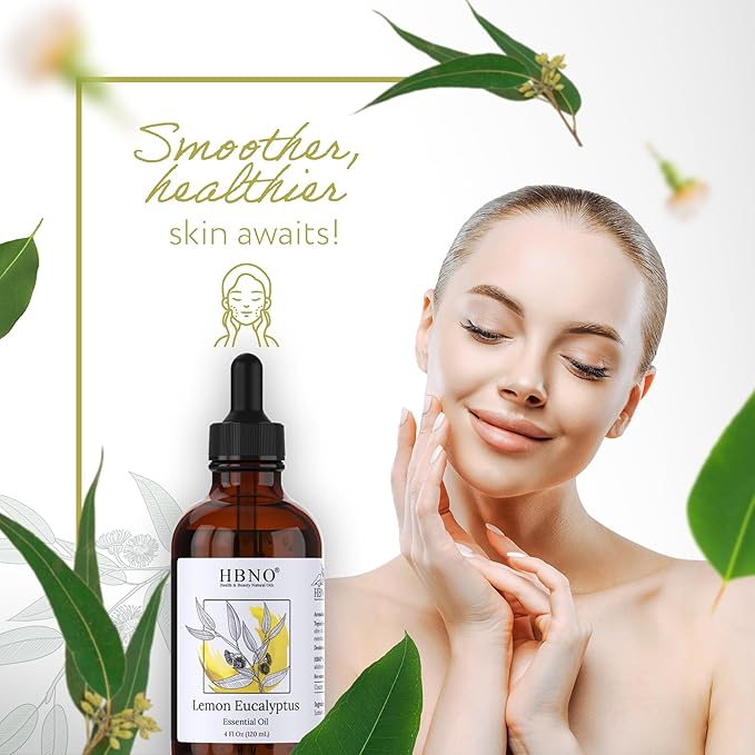 HBNO Lemon Eucalyptus Essential Oil - Huge 4 oz (120ml) Value Size - Natural Lemon Eucalyptus Oil - Perfect for Cleaning, Aromatherapy, DIY, Soap & Diffuser - Lemon Eucalyptus Essential Oil