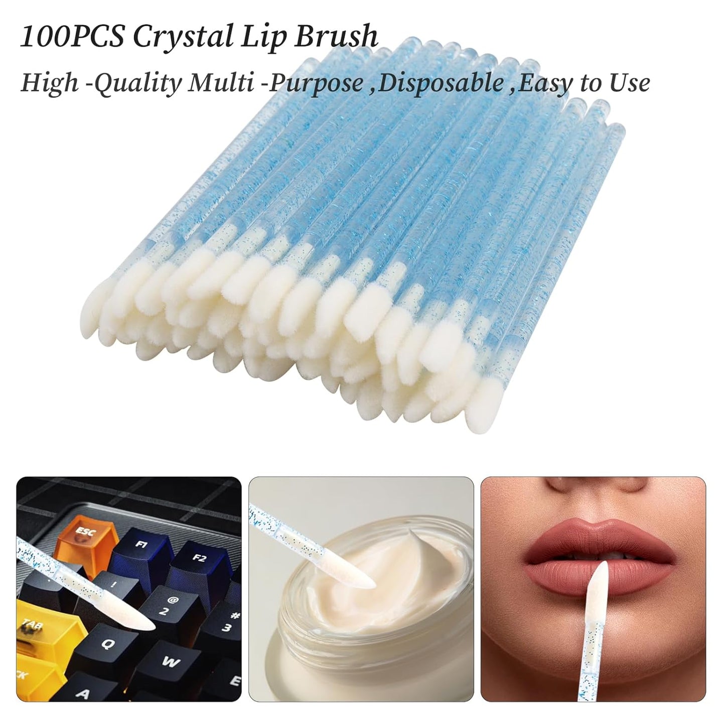 300 PCS Eyelash Extension Supplies Kit, Disposable Lash Spoolies Brushes Micro Swab Brushes Mascara Wand Lip Brushes for Eyelash Extension Tattoo Lipstick Applicator（Blue Rainbow）
