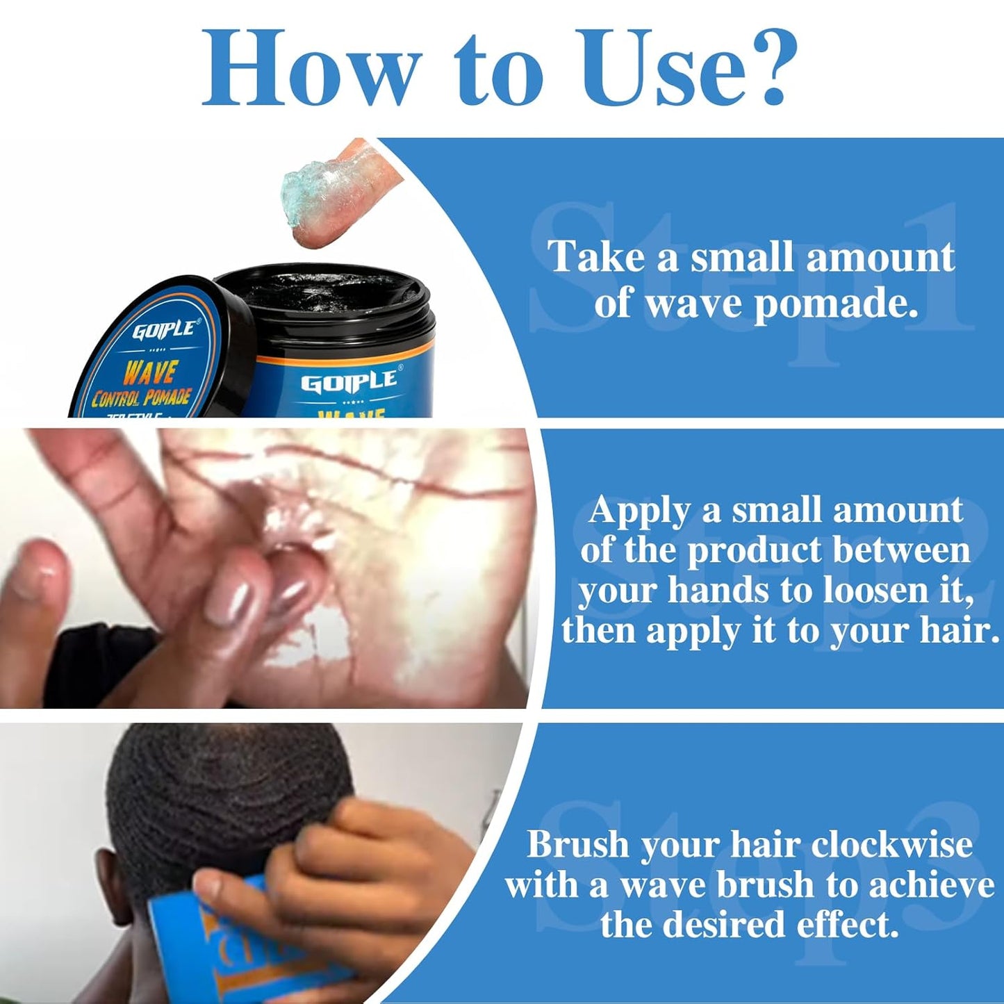 Natural Wave Pomade Strong Hold Easy Wash 360 Wave Training Hair Cream, Waves Grease for Men Water-Based Hair Cream for Wave, Moisture, Control and Silky Shine, Wave Pomade for Black Men 4oz