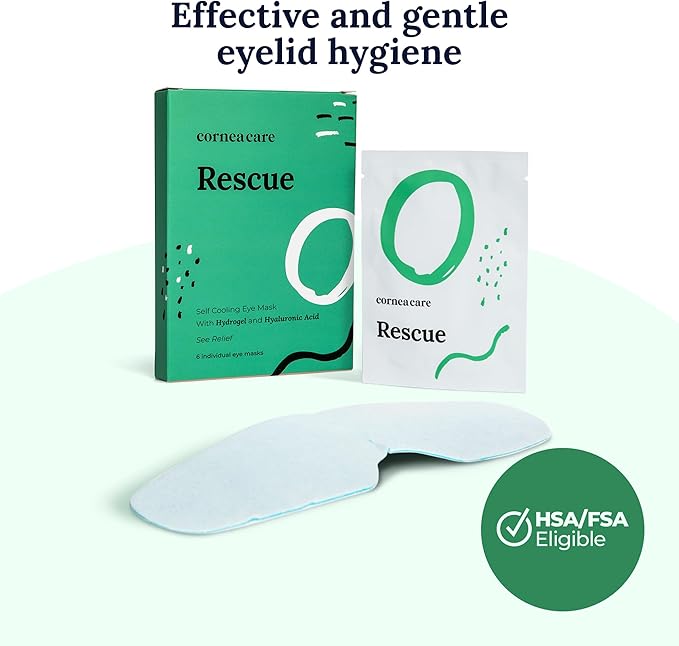 Rescue: Hydrogel Self Cooling Compress | Cold Eye Masks for Puffy Eyes | Self Cooling Eye Compress for Fast Relief | Travel Ready | 6 Count | FSA & HSA Eligible