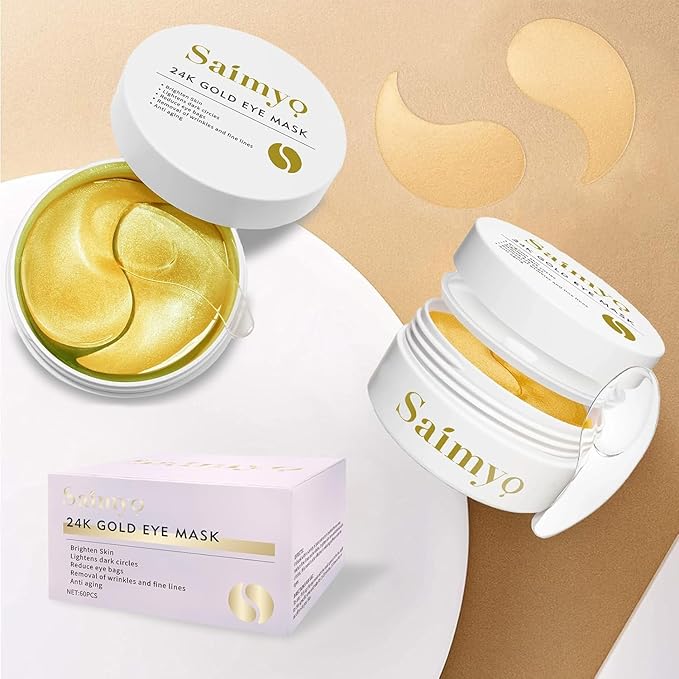 24K GOLD Eye Mask– 60 Pcs - Gold Under Eye Mask Retinol & Collagen - Puffy Eyes and Dark Circles Treatments – Look Younger and Reduce Wrinkles and Fine Lines Undereye, Improve and Firm eye Skin