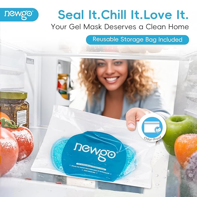 NEWGO Cooling Eye Mask for Puffy Eyes, Cold Eye Mask Eye Ice Pack for After Eyes Surgery, Tension Stress Relief, Itchy Eyes, Headaches, Dark Circles - Blue