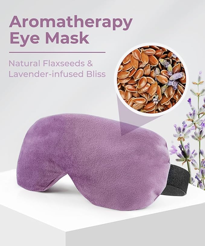 Aroma Season Heated Eye Mask for Dry Eyes, Warm Eye Compress with Flaxseed, Moist Heat Therapy