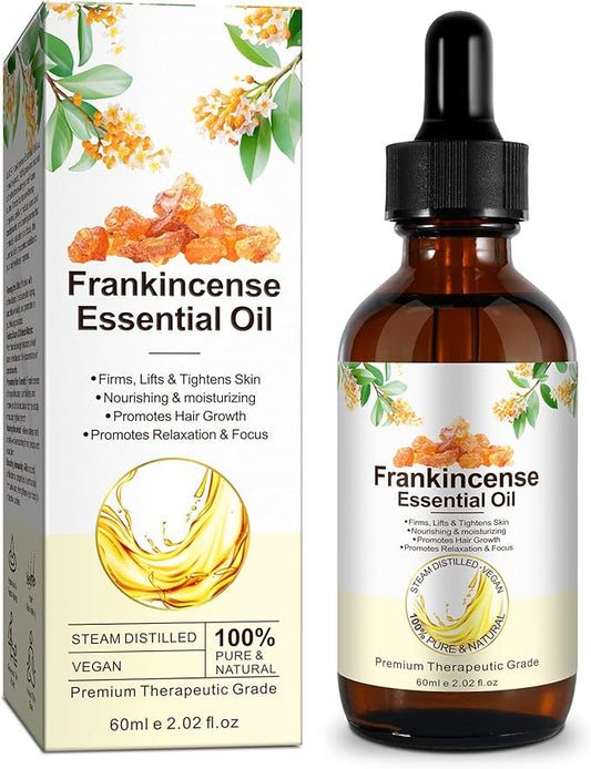 Premium Frankincense Essential Oil – 100% Pure & Natural, Therapeutic Grade for Skin, Face & Aromatherapy | Best Frankincense Oil for Face, Wrinkles & Scars | Deeply Nourishing