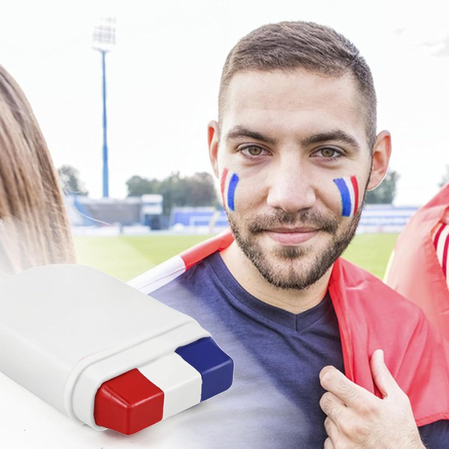 2Pcs Patriotic Face Paint Sticks, Red White Blue USA Flag Face Paint Stick Softball Baseball Sports Face Paint 4th of July USA Independence Day Body Paint for Athletes, Adults & Kids