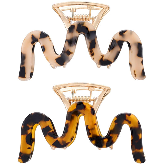 Metal Hair Claws, Leopard Print Hair Clips for Thick Thin Hair Tortoise Shell Cellulose Acetate Non-Slip Hair Catch Barrette Jaw Clamp for Long Hair Fashion Hair Styling Accessories