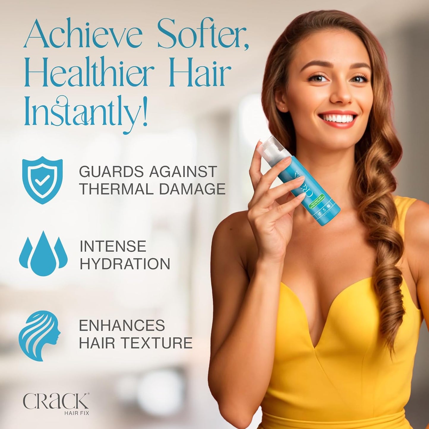 Crack HAIR FIX Mist Spray - Moisturizes & Protects Hair From Dryness & Thermal Damage, Improves Texture - 6 oz