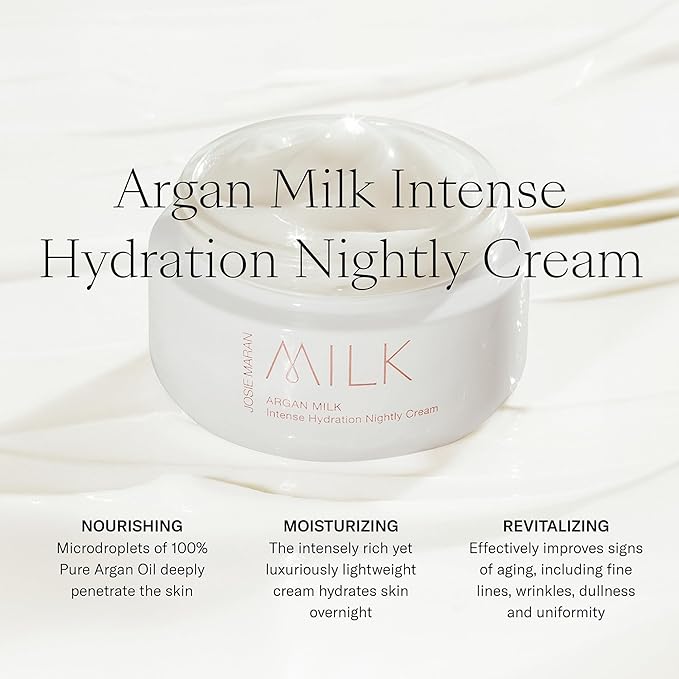 Josie Maran Argan Milk For All - 3-Piece Ritual Includes Intensive Hydrating Treatment, Accelerated Renewal Drops and Intense Hyration Night Cream (3 Count)