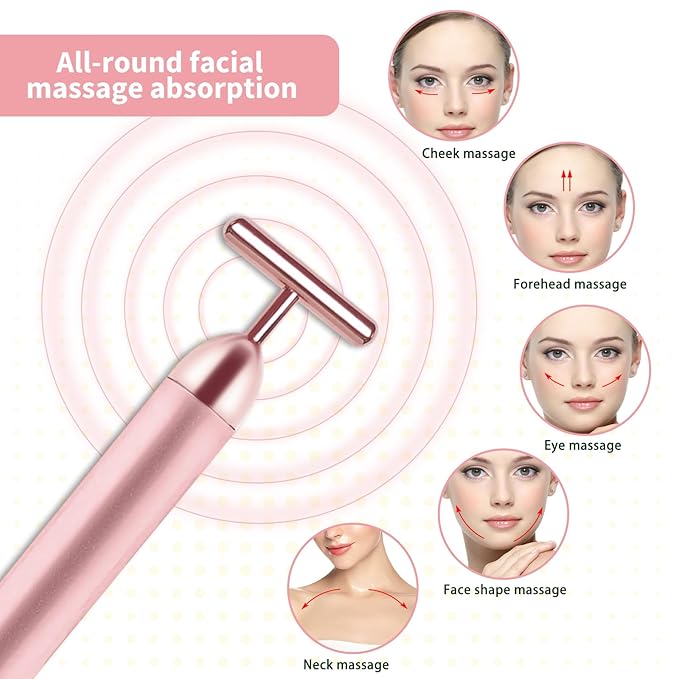 Face Massage Tool Electri Facial Lifting Toning Sculpting Device T Shape Beauty Bar Mini Microcurrent Vibration Massager Wand Face Neck Skin Care Reduce Puffiness Improve Wrinkles Anti Aging Device
