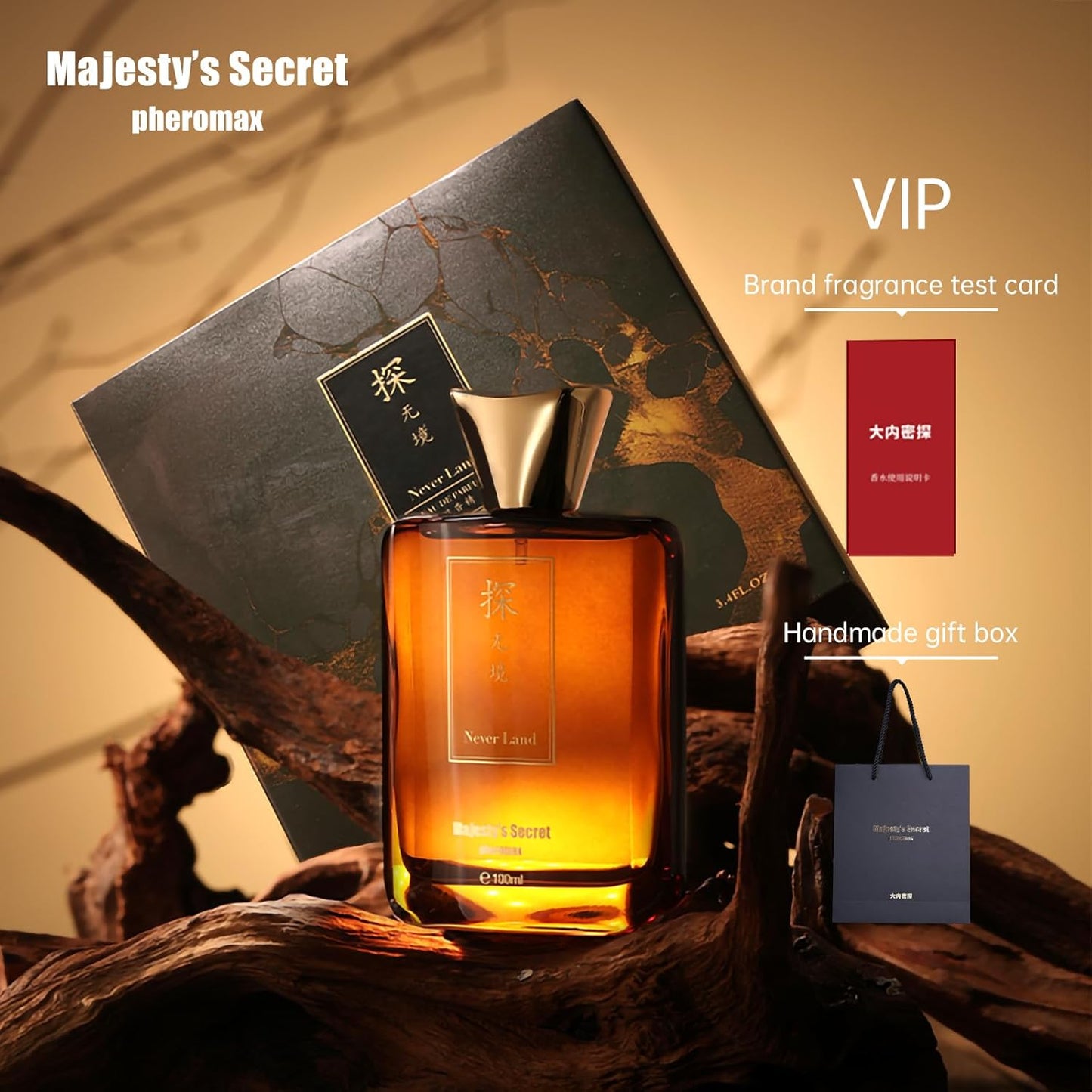 MAJESTY'S SECRET PHEROMAX Cologne for Men – 3.4 fl oz Eau De Parfum Spray, Long Lasting Premium Men’s Cologne with Masculine Scent, Luxury Gift for Boyfriend, Husband, or Dad (TAN Never Land)