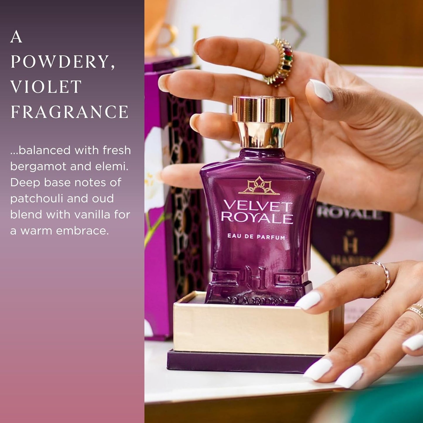 H HABIBI Velvet Royale Arabian Perfume for Women – 2.5 oz (75ML) Long Lasting Women's Fragrance, Fruity Floral Scent with Plum, Violet, Vanilla & Oud Notes