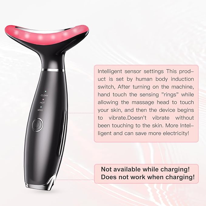 Neck Face Massager, 3-in-1 Facial Massager, Face Sculpting Tool for Skin Care at Home with Vibration and Thermal (Black)