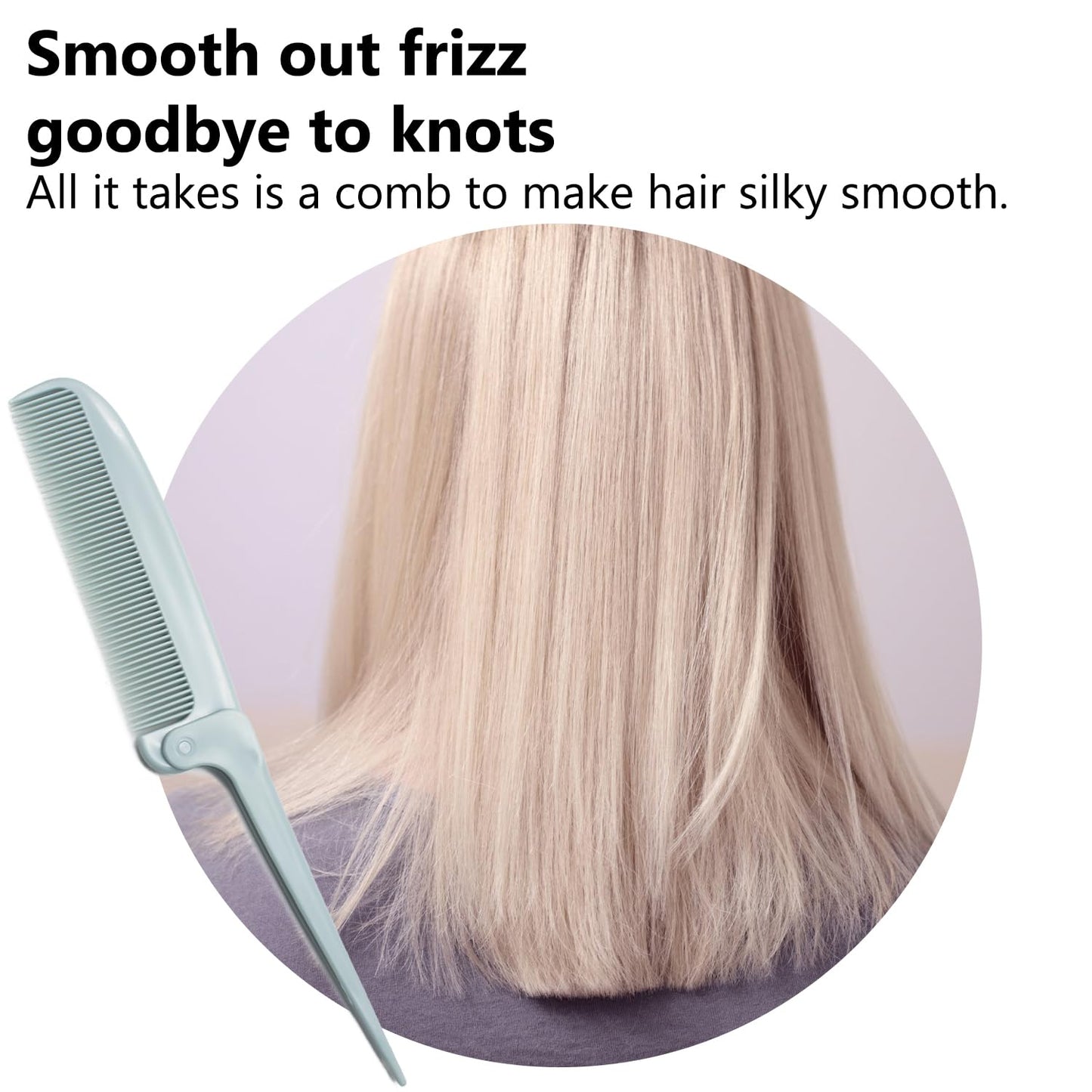 4 Pack Hair Parting Combs, Hair Styling Beauty Tools, Rat Tail Combs, Foldable Comb for Travel, Stylist (White,Pink,LightBlue,LightGreen)