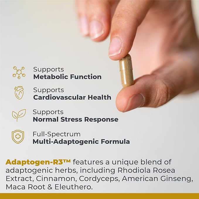 Premier Research Labs Adaptogen-R3: Adaptogen Supplements, Adaptogens, Rhodiola Rosea Supplement with Maca Root, Adaptogen Complex for Stress, Heart & Metabolic Health - 90 Vegetarian Capsules