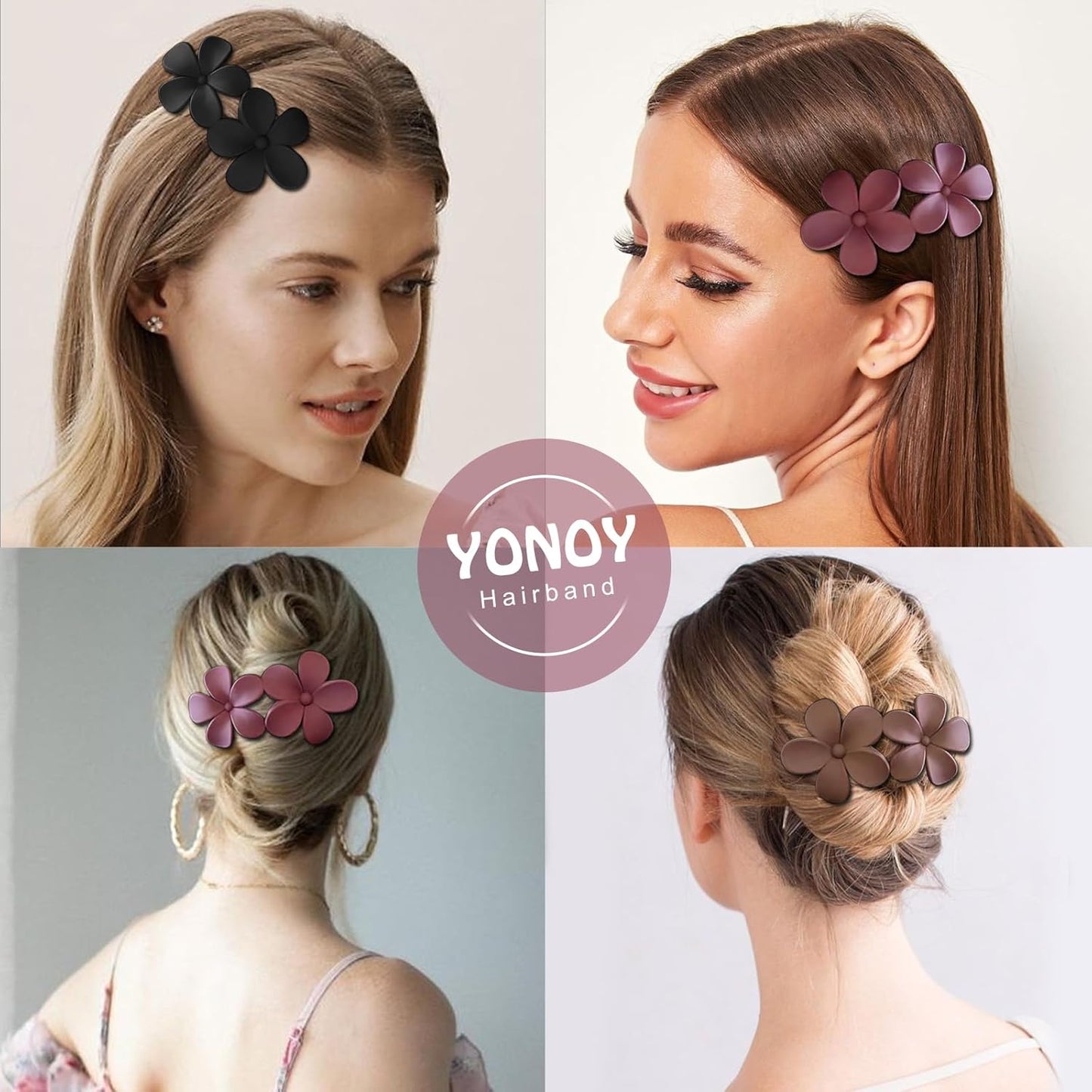 YONOY 6 Pcs Flower Hair Clips Matte French Hair Barrette Stylish Lay Flat Hair Clips for All Hair Types Non-Slip Hair Clamps Grab Elegant Hair Accessories for Women Girls
