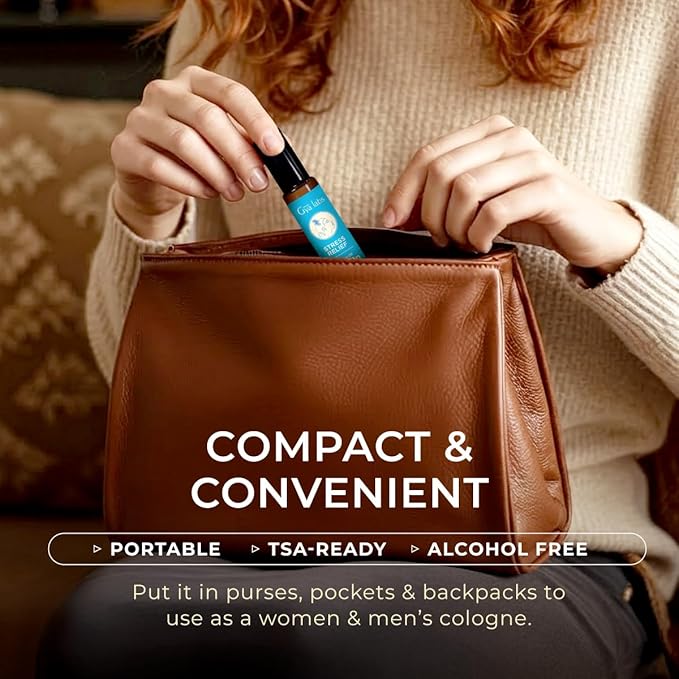 Gya Labs Stress Relief Essential Oil Roll on - Relaxing Gifts for Women & Men, 100% Pure Natural Essential Oil Roller, Blend with Ylang Ylang, Orange, Geranium & Lemongrass, Travel Size (0.34 Fl Oz)