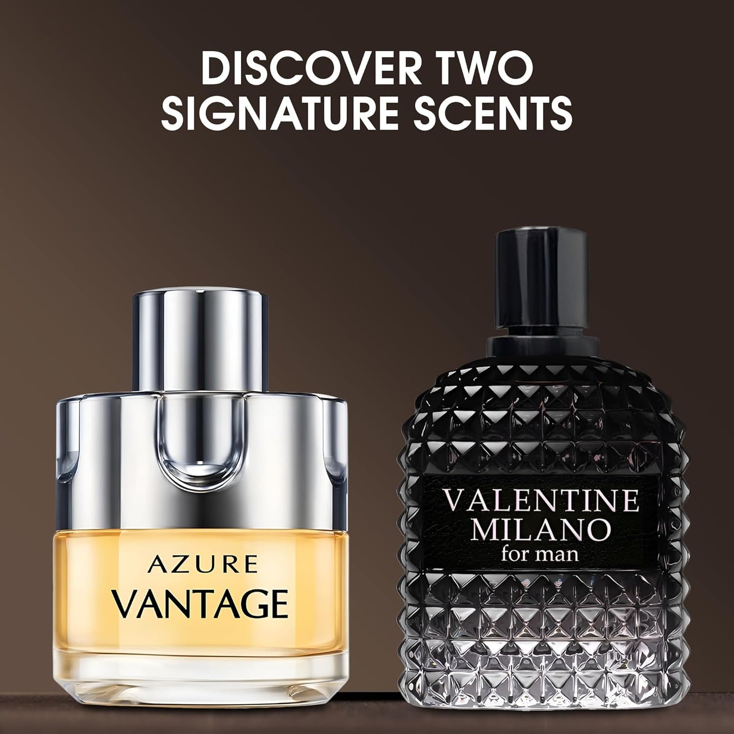 Valentine Milano/Azure Vantage Men's Cologne,Long Lasting Scent Perfume for Men,2PCS Fragrance for Gift Box Package,3.4 Fl Oz Spray Men's Eau de Toilette