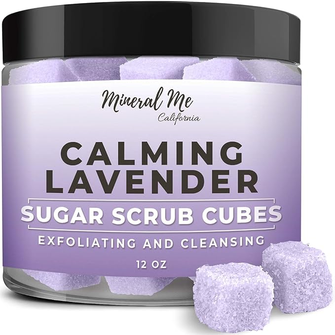 Exfoliating Body Scrub - 12oz LAVENDER Sugar scrub cubes w/Mango Butter & Shea butter- Ultra Hydrating & Moisturizing - Natural & Organic for all body exfoliation-For hands, arms legs, elbow & foot