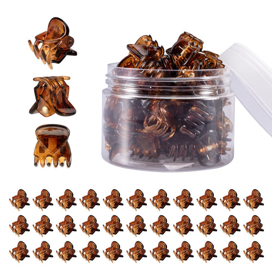 YOHAMA 36 PCS Brown Mini Hair Claw Clips Great for Design Kids and Adult Hairstyles Decoration Buns, Pining Bangs Strong Grip Multifunction Clamp Clips.
