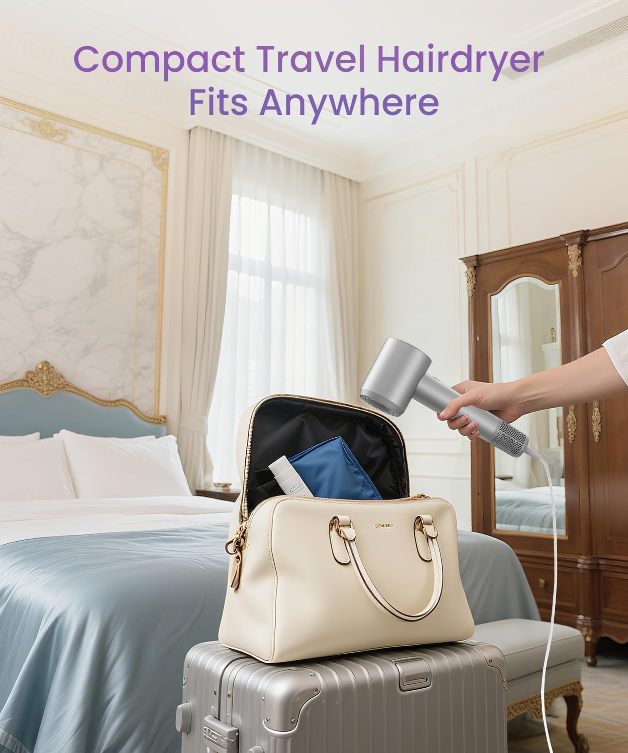 Hair Dryer Blow Dryer with Diffuser Nozzle, Fast Drying, 200 Million Negative Ionic for Hair Care, No Heat Damage, Low Noise Quiet, Durable Compact Lightweight Hairdryer for Women Home Travel