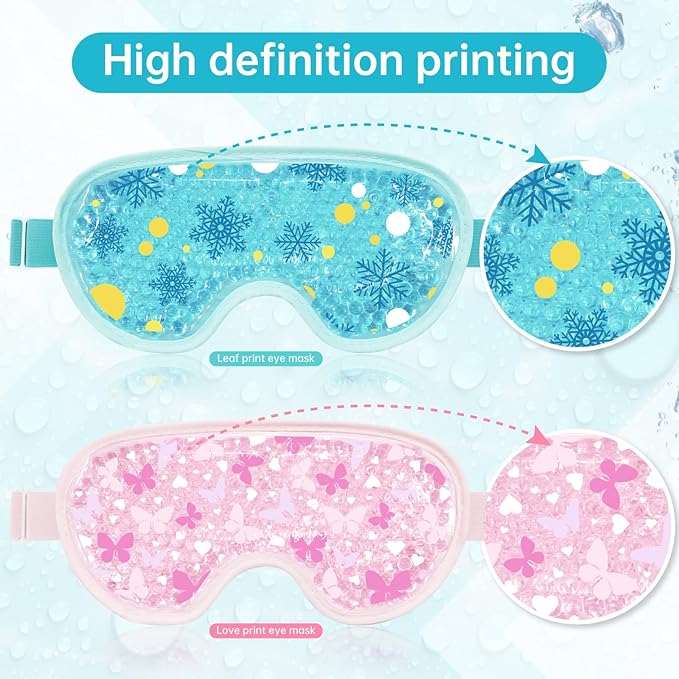 Cooling Eye Mask Cold Eye Compress Mask for Puffy Eyes, Reusable Eye Ice Pack Gel Ice Eye Mask for Tired Eyes, Eyes Surgery, Migraines, Stress Relief, Itchy Eyes, Skin Care, Eye Spa 2PCS
