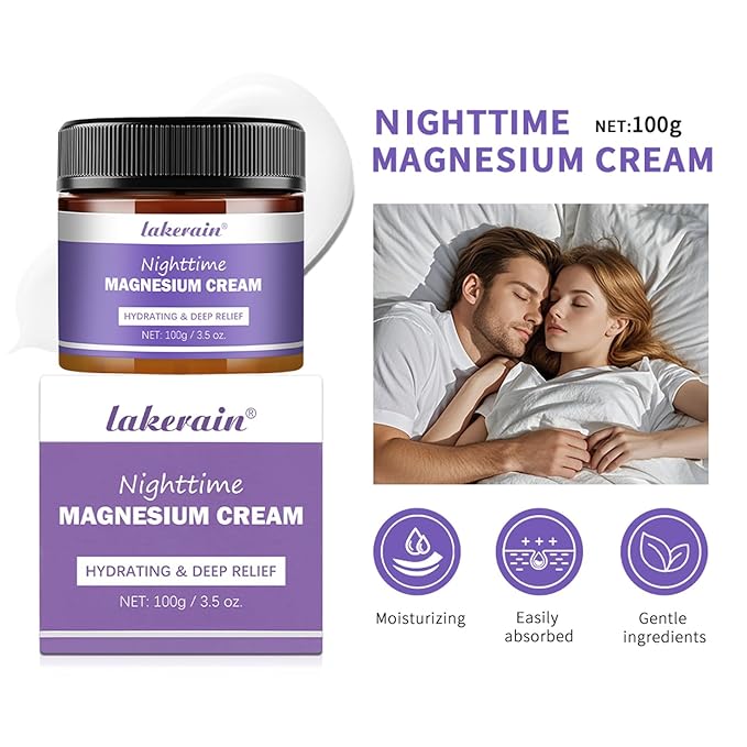 2 Pcs Magnesium Cream for Sleep, Relief Revitalizes Skin Deep Hydration Care Nighttime Magnesium Cream.