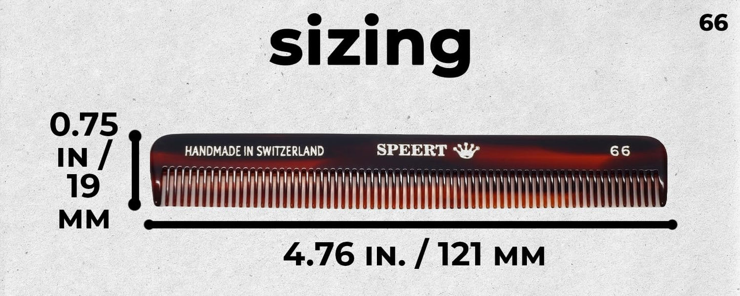 #66 Handmade Narrow Tooth Comb Tortoise Havana Acetate Fine Straight Thin Detangling Parting Grooming Teasing Hair Styling Hairdresser Barber Hairdressing Wet Dry Pocket Travel Women Men Kids