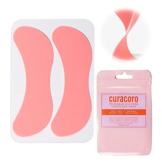 Curacoro Reusable Eye Pads, Silicone Under Eye Patches Lash Lift Cover Eyelash Extension | Soft Pads for Sensitive Skin during Eyelash Perm Lamination & Lash Extensions Remover (Pink, Style 2)