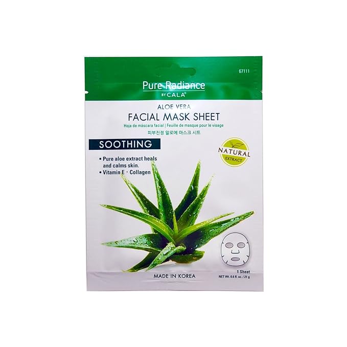 Cala Korea Aloe Vera, Collagen And Vitamin E, Essence full face facial Mask Sheet, 5 pack