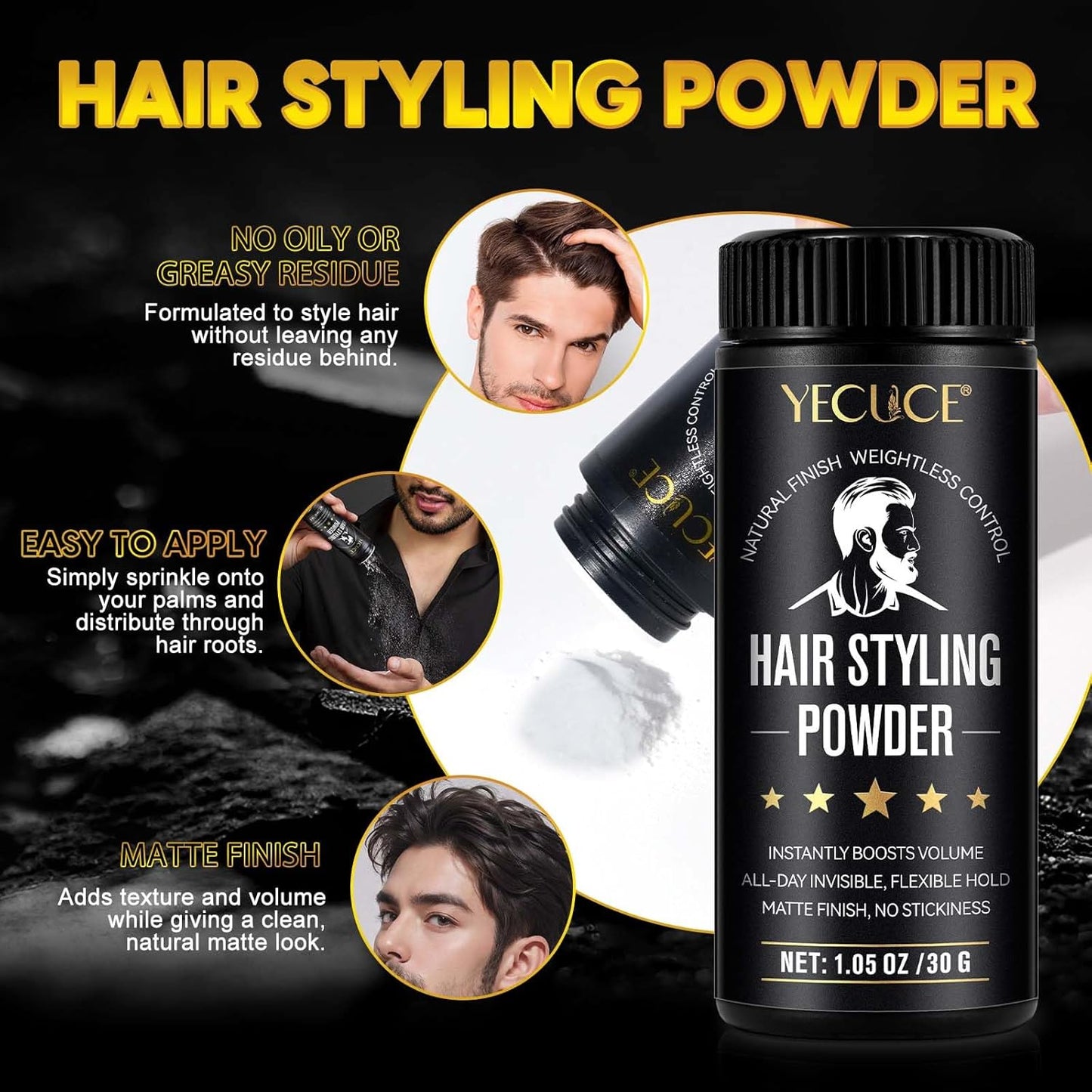 NIFEISHI Texture Powder for Men, (1.05oz of 2Pack) Hair Styling Powder for All Hair Types, Easy to Apply, Natural Matte Hairstyle, Texturizing and Volumizing, High Hold