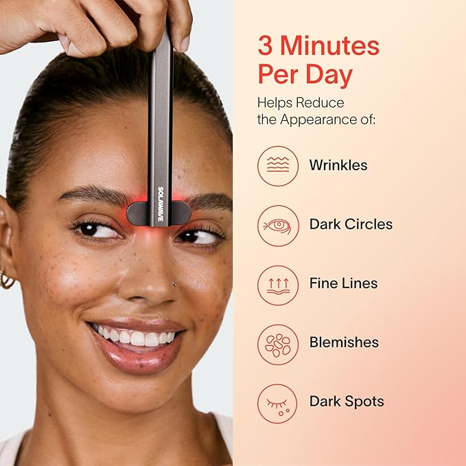 Solawave 4-in-1 Red Light Therapy Facial Wand | Anti-Aging Red Light Therapy | Galvanic Microcurrent Facial Massager | Wrinkle Reduction | Charcoal