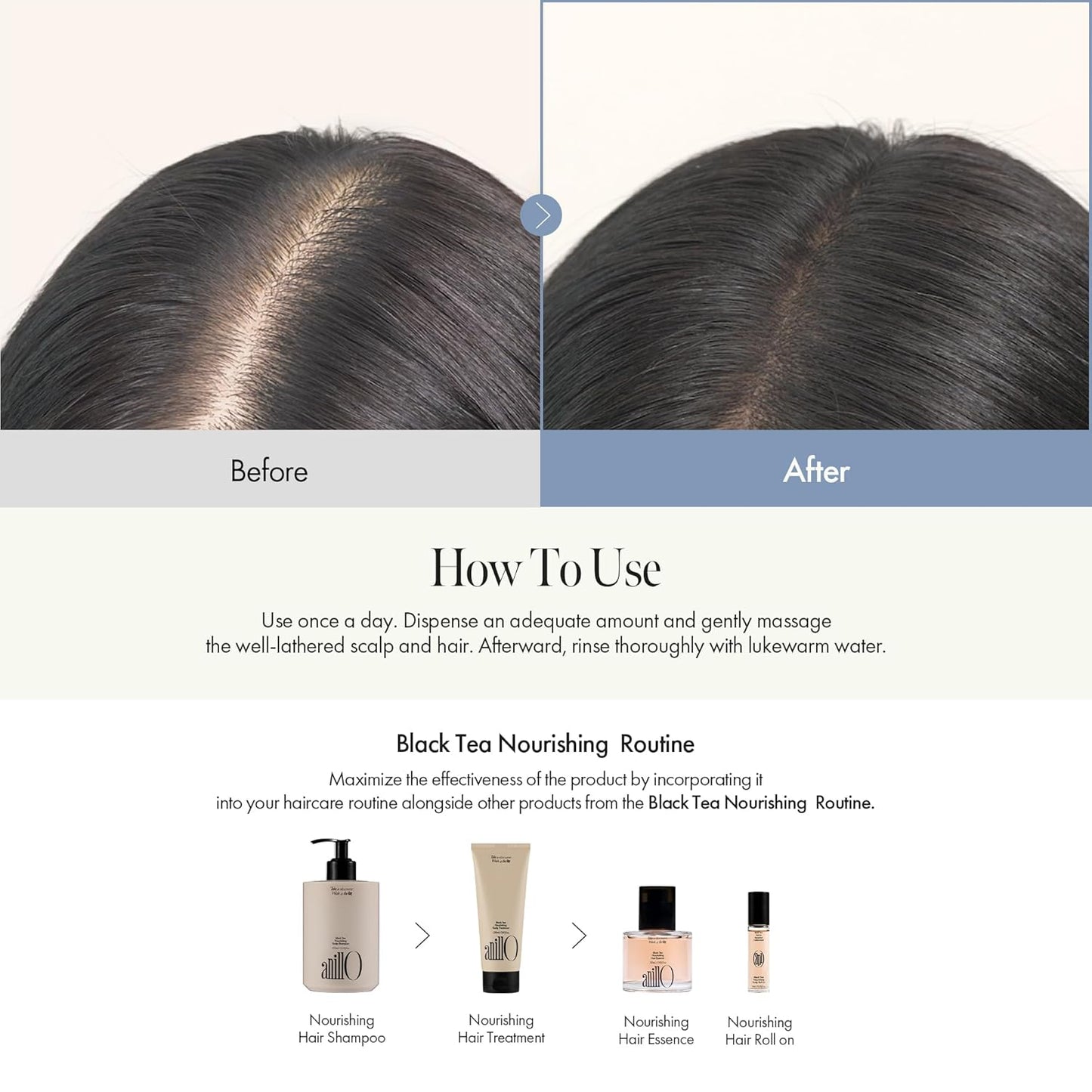 Vegan Nourishing Scalp Shampoo with Black Tea, Hyaluronic & Amino Acids to Strengthen Scalp Barrier, Creamy Woody Scent, Paraben, Sulfate & Silicone Free 450ml / 15.22 fl. Oz