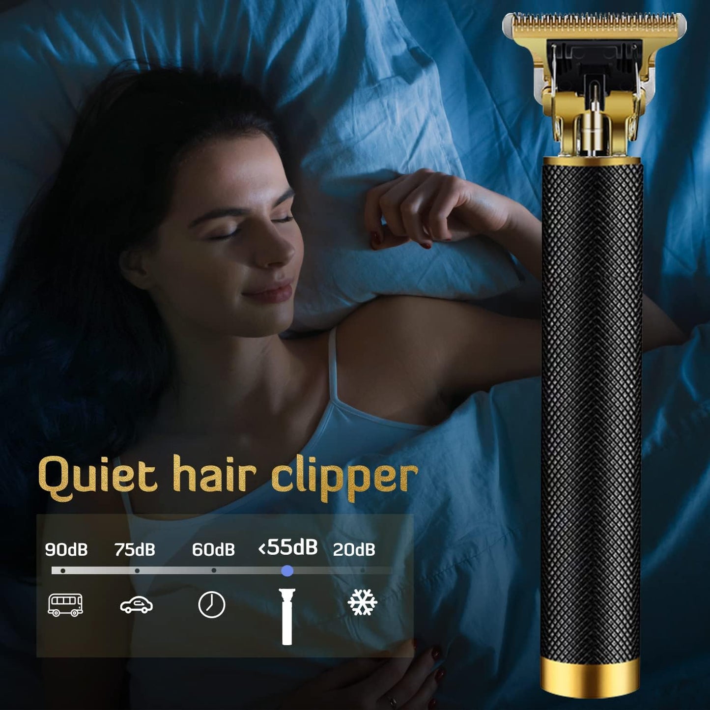 Professional Cordless Hair Clipper and Trimmer for Men, T Blade Zero Gapped Rechargeable Beard Shaver, Hair Cutting Kit With Ear Spoon Tool Set, Black