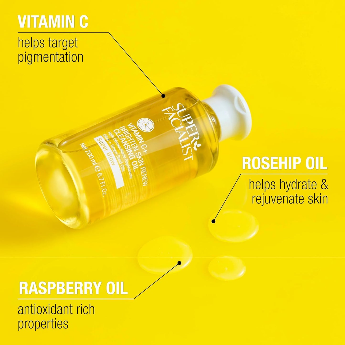 Super Facialist Face Cleanser Oil – Facial Wash & Waterproof Makeup Remover with Vitamin C, Gentle Cleansing Oil for Women, Suitable for All Skin Types 6.8 oz