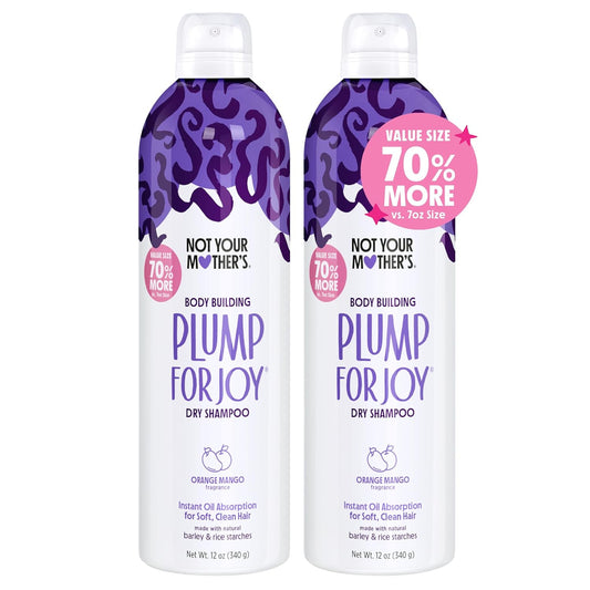 Not Your Mother's Value Size Plump for Joy Jumbo Dry Shampoo (2-Pack) - 12 oz Each - 70% More to Instantly Absorb Oil and Build Body - Orange Mango - For All Hair Types