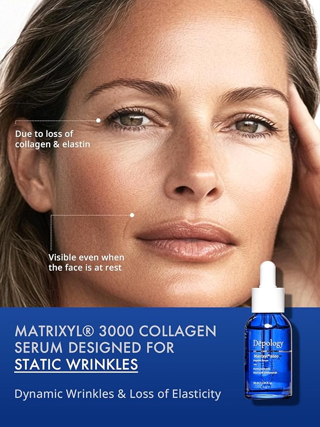Depology Peptide Serum Duo, MATRIXYL® 3000 Serum + Peptide Complex 10% Wrinkle Defense, Argireline™ Peptide Serum, Hydrating Face Serum Targets Dynamic Wrinkles