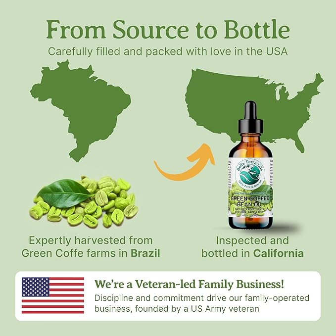 Bella Terra Oils - Green Coffee Bean Oil 8 oz - Famed for Trigonelline & Nutritional Compounds, Elevate Beauty Rituals with this Caffeine Oil Delight