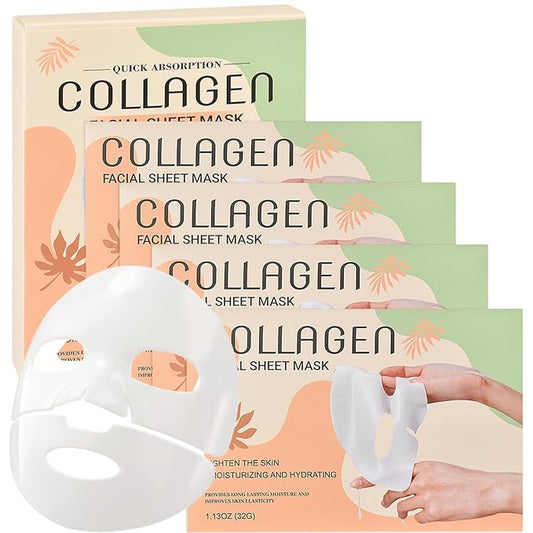 Collagen Face Mask, Face Masks Skincare for Women Men - Travel Essentials, Overnight Face Mask, 32g x 4ea