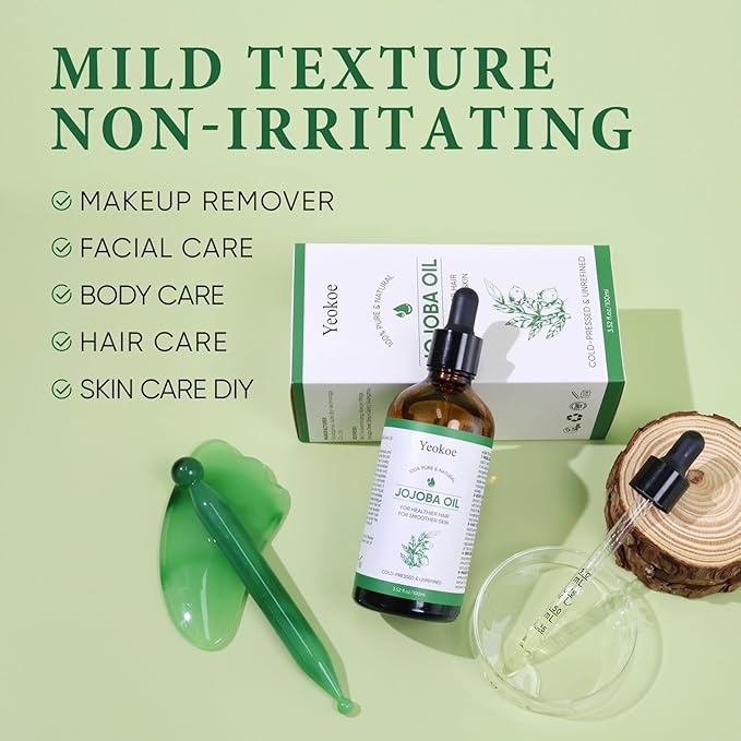 Under Eye Patches for Dark Circles,Puffy Eyes and Jojoba Oil Pure Cold Pressed Unrefined Gua Sha for Healthier hair