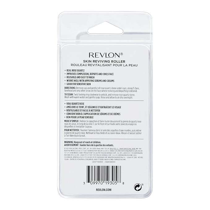 Revlon Skin Reviving Roller with Rose Quartz for All-Day Facial Reviving & Brightening, Compact & Reusable, Gentle on Skin, 1 count