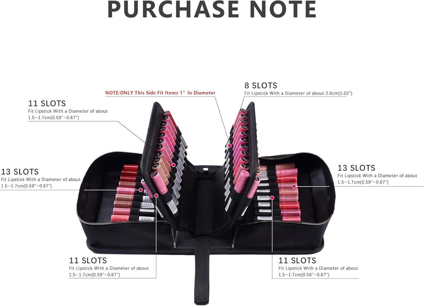 ROWNYEON Lipstick Organizer Case Lipstick Holder Portable Lipstick Bag Travel Makeup Bag Cosmetic Case Large Capacity Lipstick Carrying Case Makeup Artist Lip Gloss Storage Bag