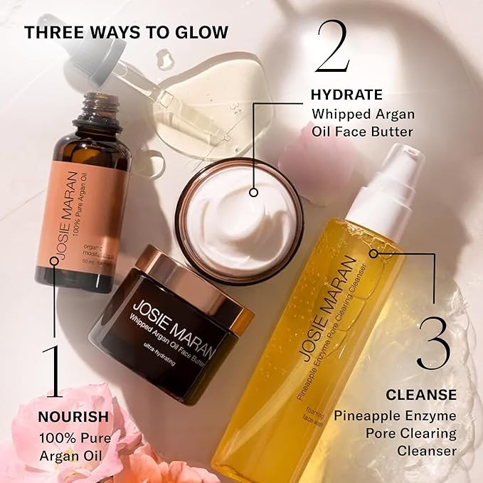 Josie Maran Mini Argan Oil Gift Set - 5 Travel Size Bottles of Pure Argan Oil for Hair, Dry Skin & Nails - Everyday Oil with Vitamin E + Essential Fatty Acids (5 Piece Set, 15ml Each)